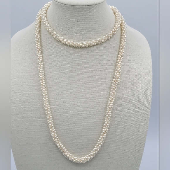 Vintage Faux Pearl Rope Necklace #583 - Picture 3 of 9